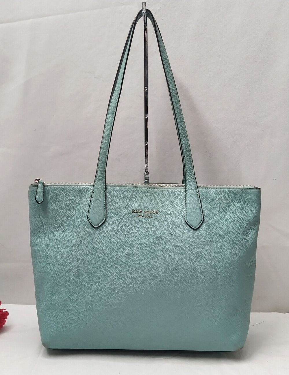 Kate Spade New York Blue Pebbled Leather Double Handles Tote Shoulder Bag
